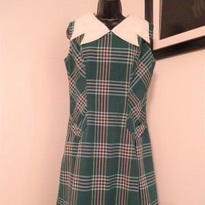 Glenbrooke Vintage Green Plaid 1960's Dress